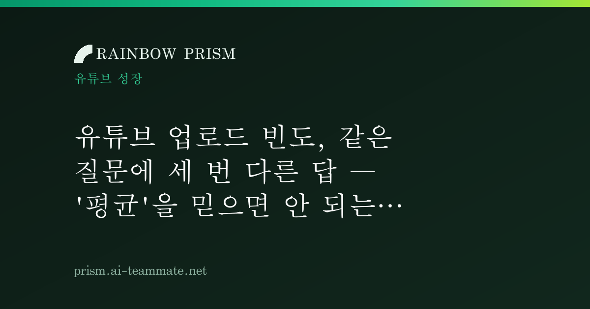 유튜브 업로드 빈도, 같은 질문에 세 번 다른 답 — '평균'을 믿으면 안 되는 이유