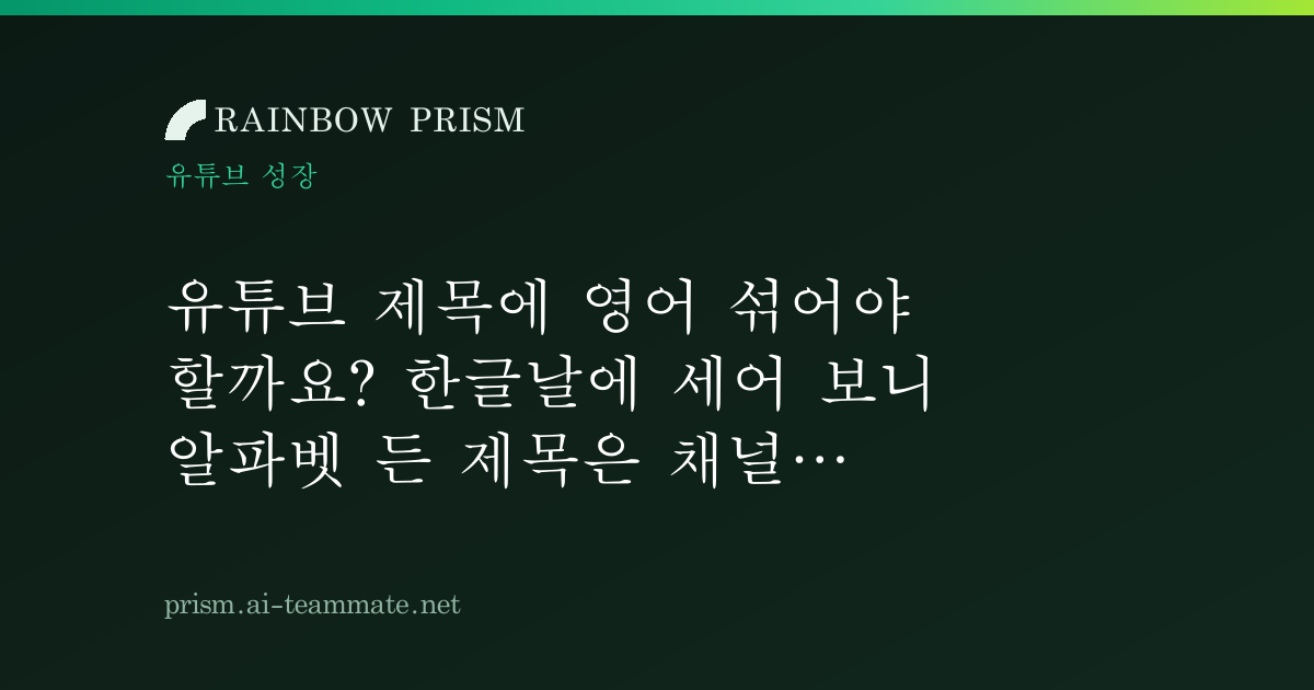 유튜브 제목에 영어 섞어야 할까요? 한글날에 세어 보니 알파벳 든 제목은 채널 899곳 평균 27%였어요