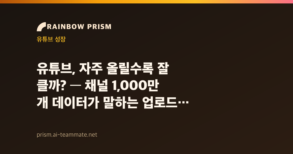 유튜브, 자주 올릴수록 잘 클까? — 채널 1,000만 개 데이터가 말하는 업로드 리듬